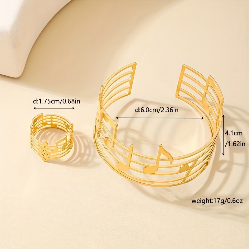 Golden & Silvery Hollow Line Note Bracelet Set